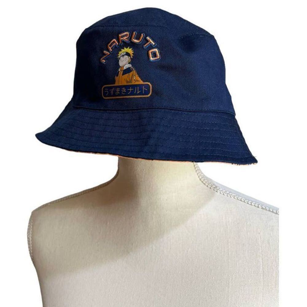 Naruto Kids Reversible Bucket Hat Blue Orange Anime All Over Print OSFA Youth Sz